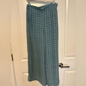 Max Studio Wide Leg Pants – Teal Pattern, Size M – Small Inseam Flaw